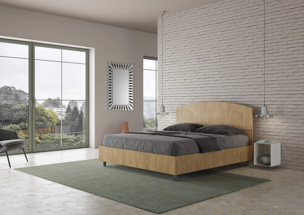 Letto Matrimoniale 160x190 cm con Rete e Contenitore Dora Quercia