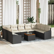 Set Divano da Giardino 10 pcs Nero e Crema polyrattan 3356542