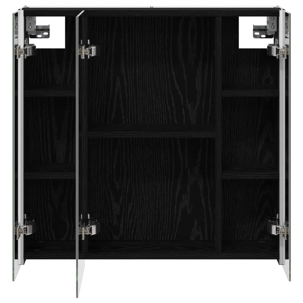 Mobiletto per specchio da bagno Rovere Nero 889248