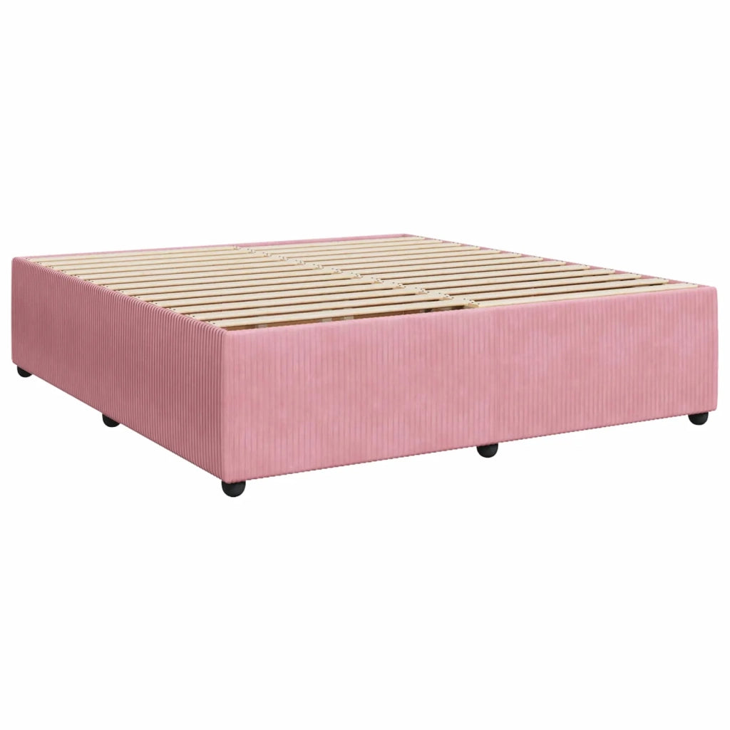 Letto box spring con materasso Rosa 200 x 200 cm Velluto 3453208