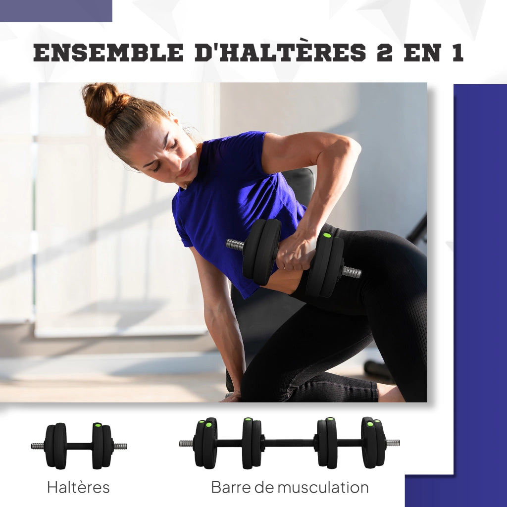 Manubri Regolabili 2 in 1 ¨C Minimal ¨C 15 kg Nero e Verde
