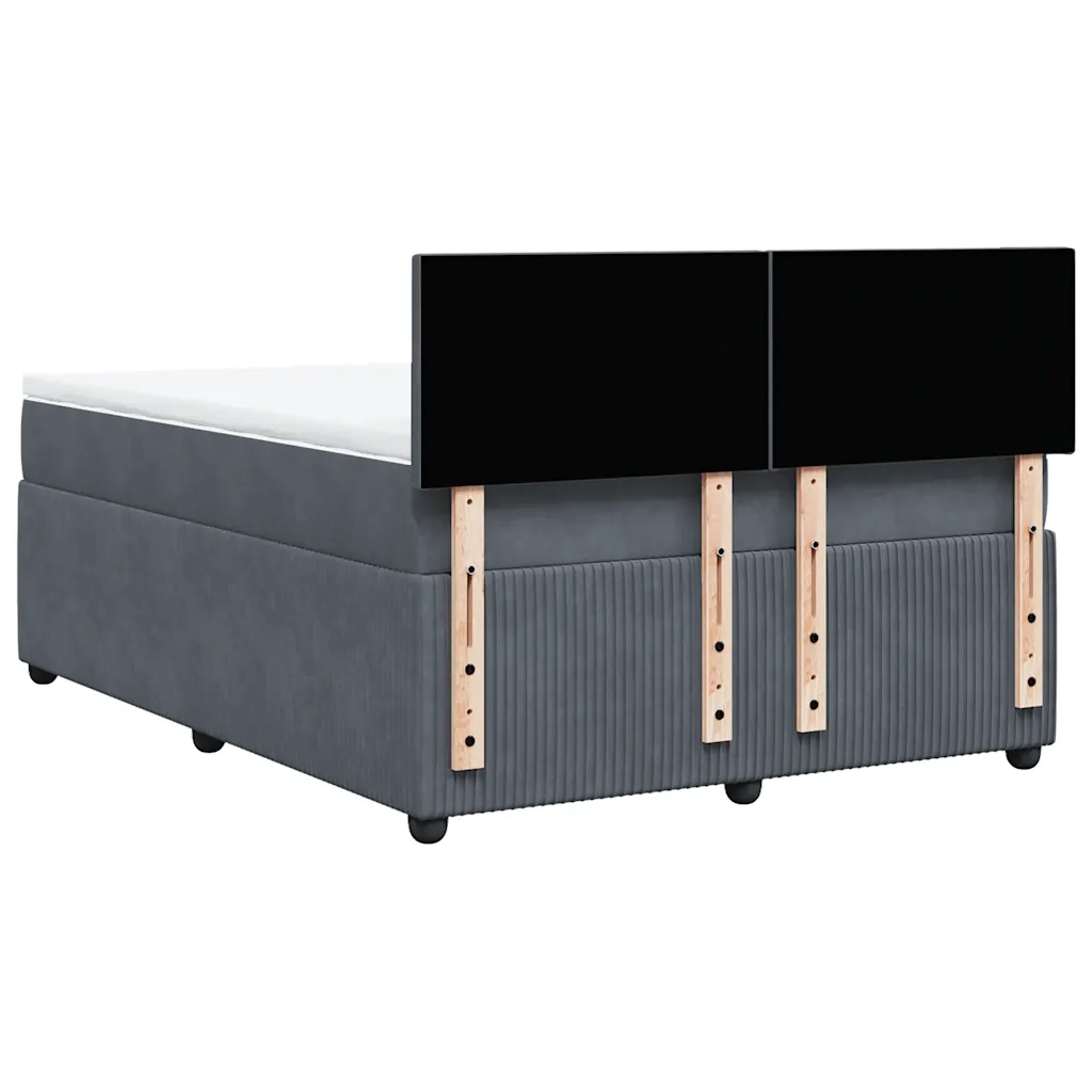 Giroletto a Molle con Materasso Grigio Scuro 160x200 cm Velluto 3290077