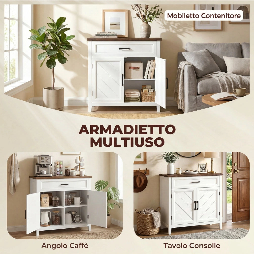 Credenza ¨C zephmum ¨C Rustico con Ripiano Regolabile, 2 Ante