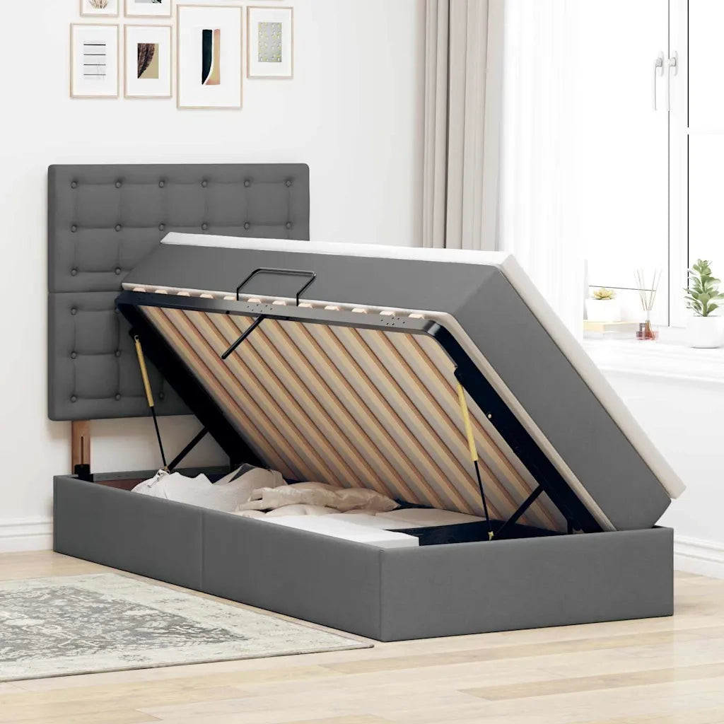Letto con contenitore e materasso Grigio scuro 100 x 200 cm 3371887