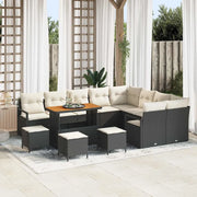 Set Divano da Giardino con cuscino 13 pcs Nero polyrattan 3362570