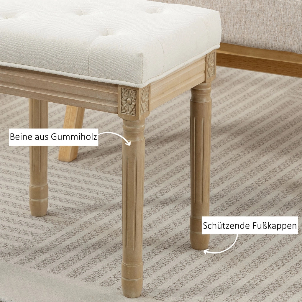 Poggiapiedi imbottito con gambe in legno ¨C Zephmum ¨C Beige 42x32x46.5 cm