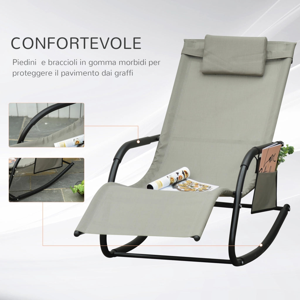 Poltrona a Dondolo da Giardino ¨C Minimal ¨C Nero e Grigio, 150x62x88 cm