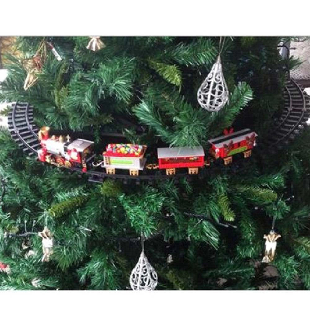 Trade Shop - Trenino Natalizio Con Supporto Per Centro Albero Treno Elettrico Con Luci Natale -