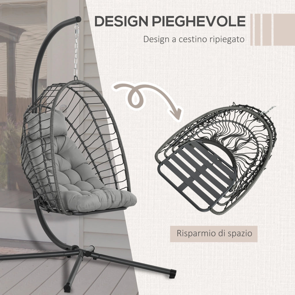 Poltrona Sospesa in Rattan ¨C Minimal ¨C Grigio