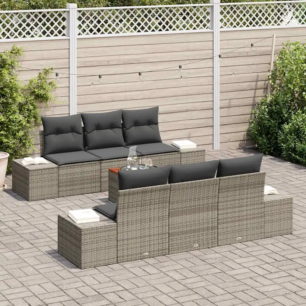 Set Divano da Giardino 7 pcs Grigio polyrattan 3356571