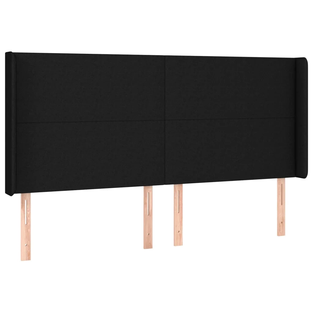 Testiera ad Orecchio-Testata con Orecchie Nera 203x16x118/128 cm in Tessuto 243764