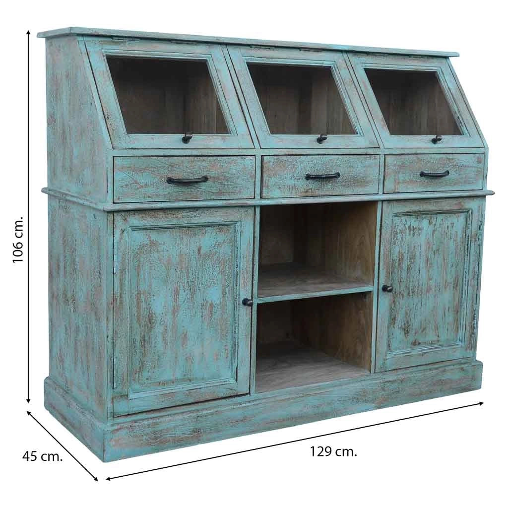 Credenza in legno blu 129x45x106