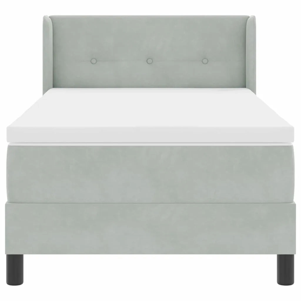 Letto a molle con testiera Grigio chiaro 190 x 90 cm Poliestere