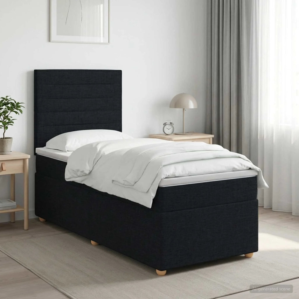 Letto box spring con materasso Nero 80 x 200 cm Tessuto 3453748