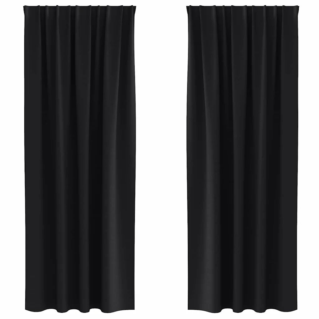 Tende Blackout con Anelli 2 pcs Nero 225 x 140 cm Poliestere 4107430