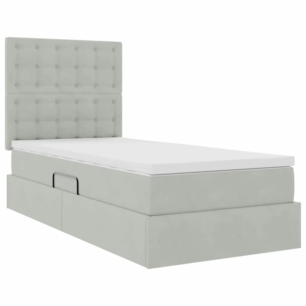 Letto con contenitore e materasso Grigio chiaro 90 x 190 cm