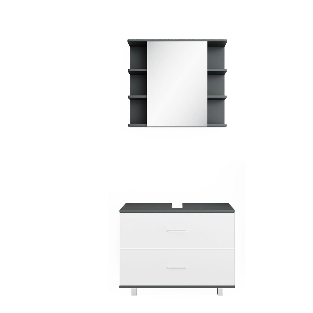 Vicco Set mobili bagno Bianco/antracite 2 parti