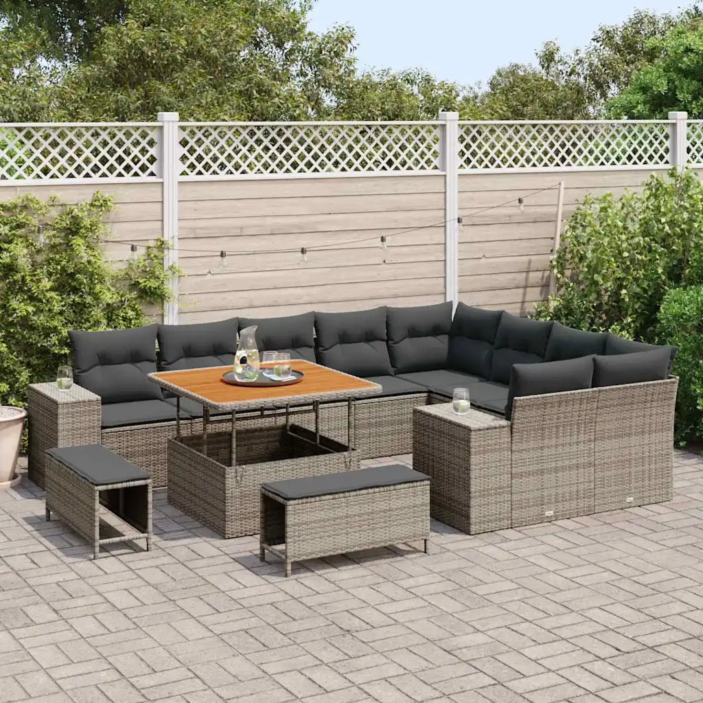 Set Divano da Giardino con cuscino 12 pcs Grigio polyrattan 3362038