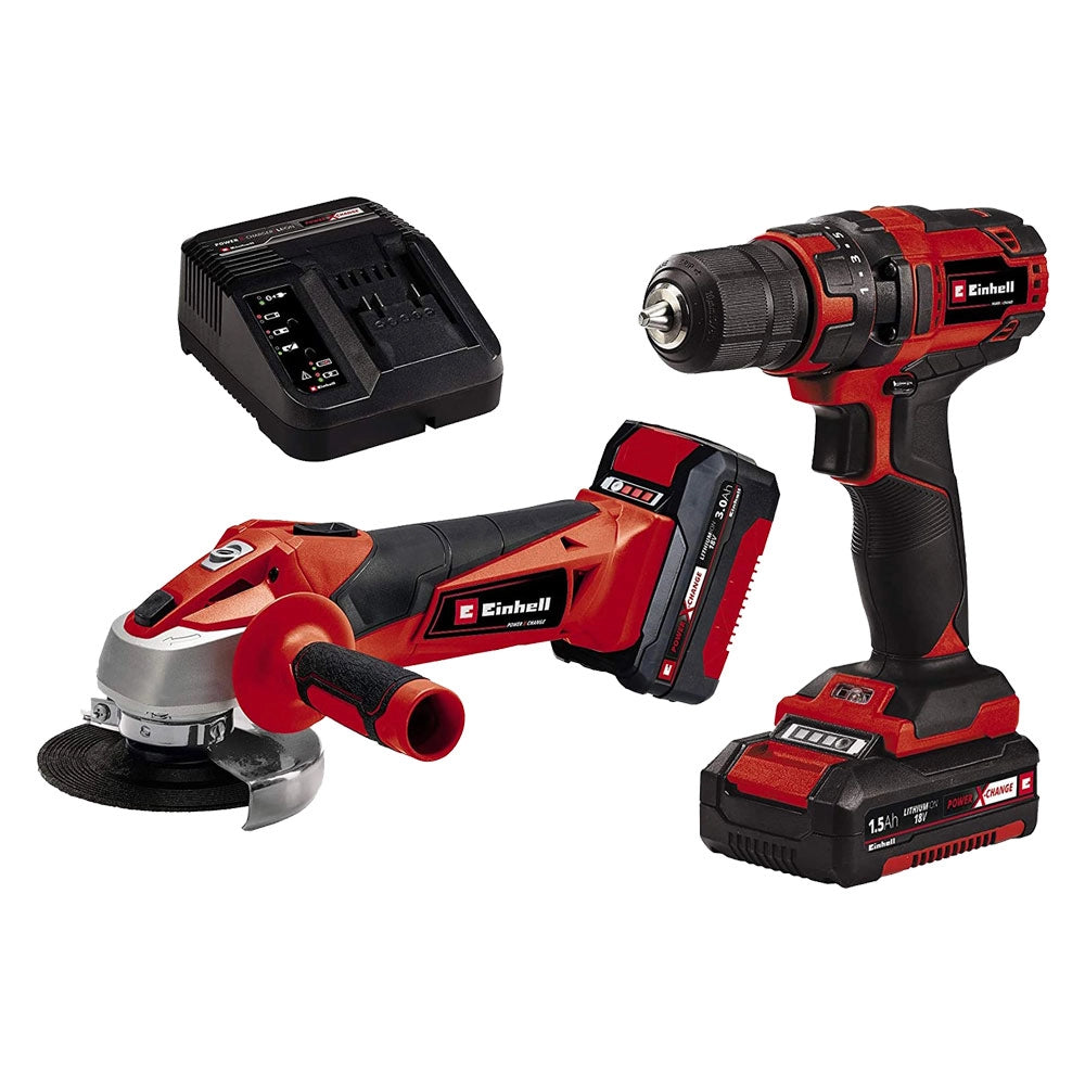 TRAPANO AVVITATORE+SMERIGLIATRICE A BATTERIA 'TC-TK 18 LI KIT' kit 2 pezzi  - EINHELL