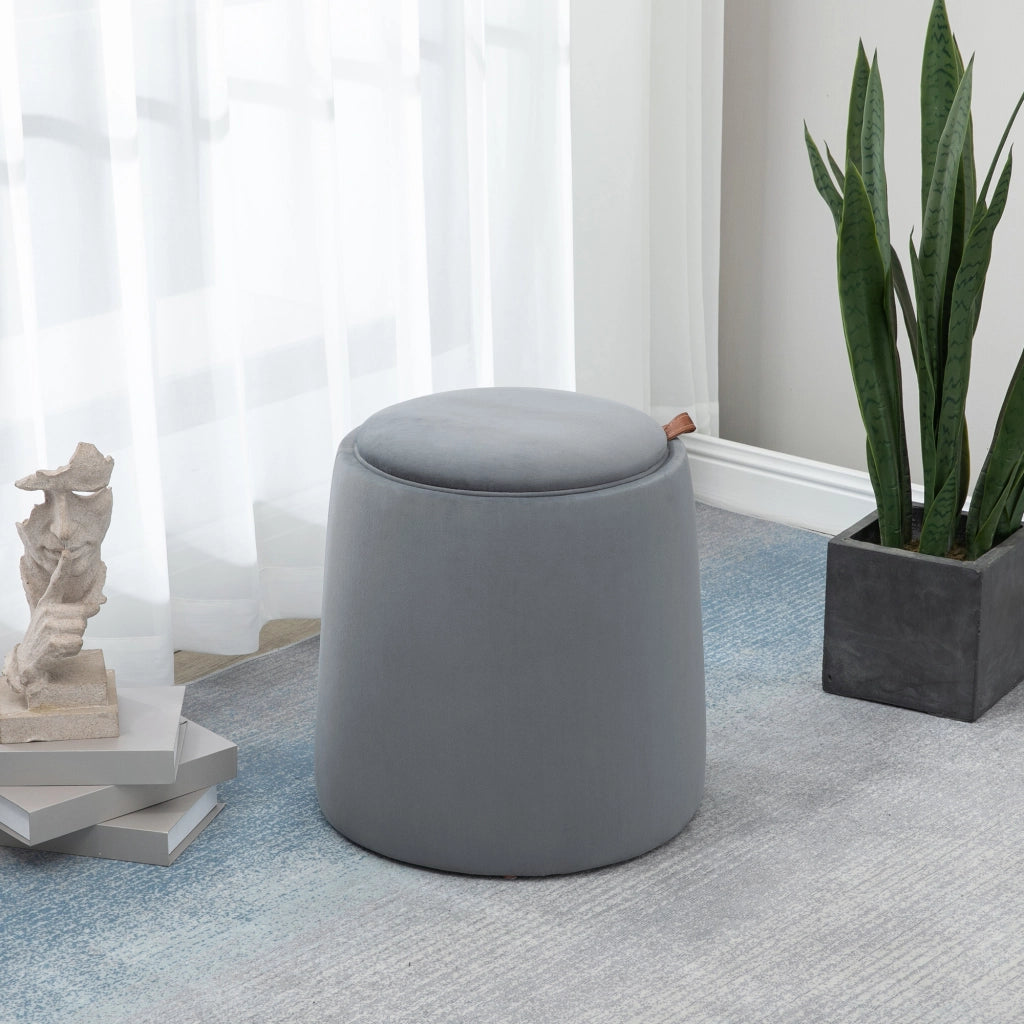 Pouf ¨C Minimal ¨C Grigio, Velluto, ?44x47.5cm