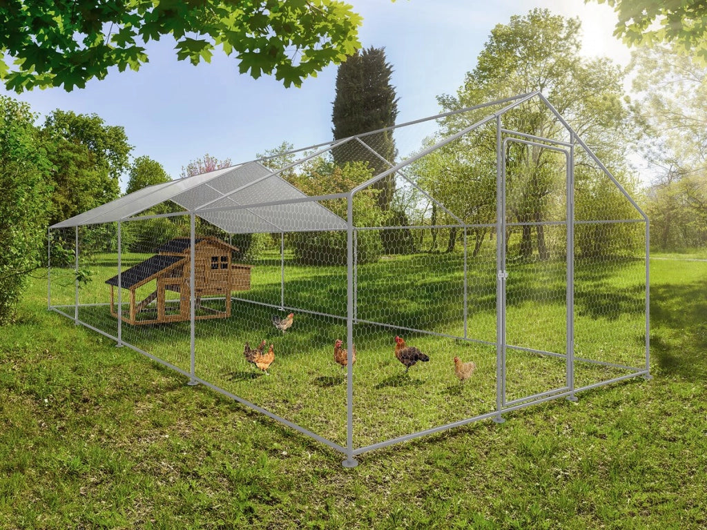 Recinto per galline 24 m² Rete metallica 8 x 3 x 2 M in acciaio zincato