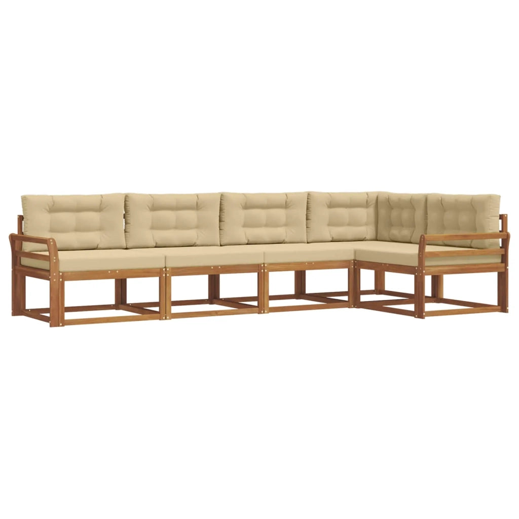 Set di divani da esterno con cuscino 5 pcs Naturale e Beige 3367581
