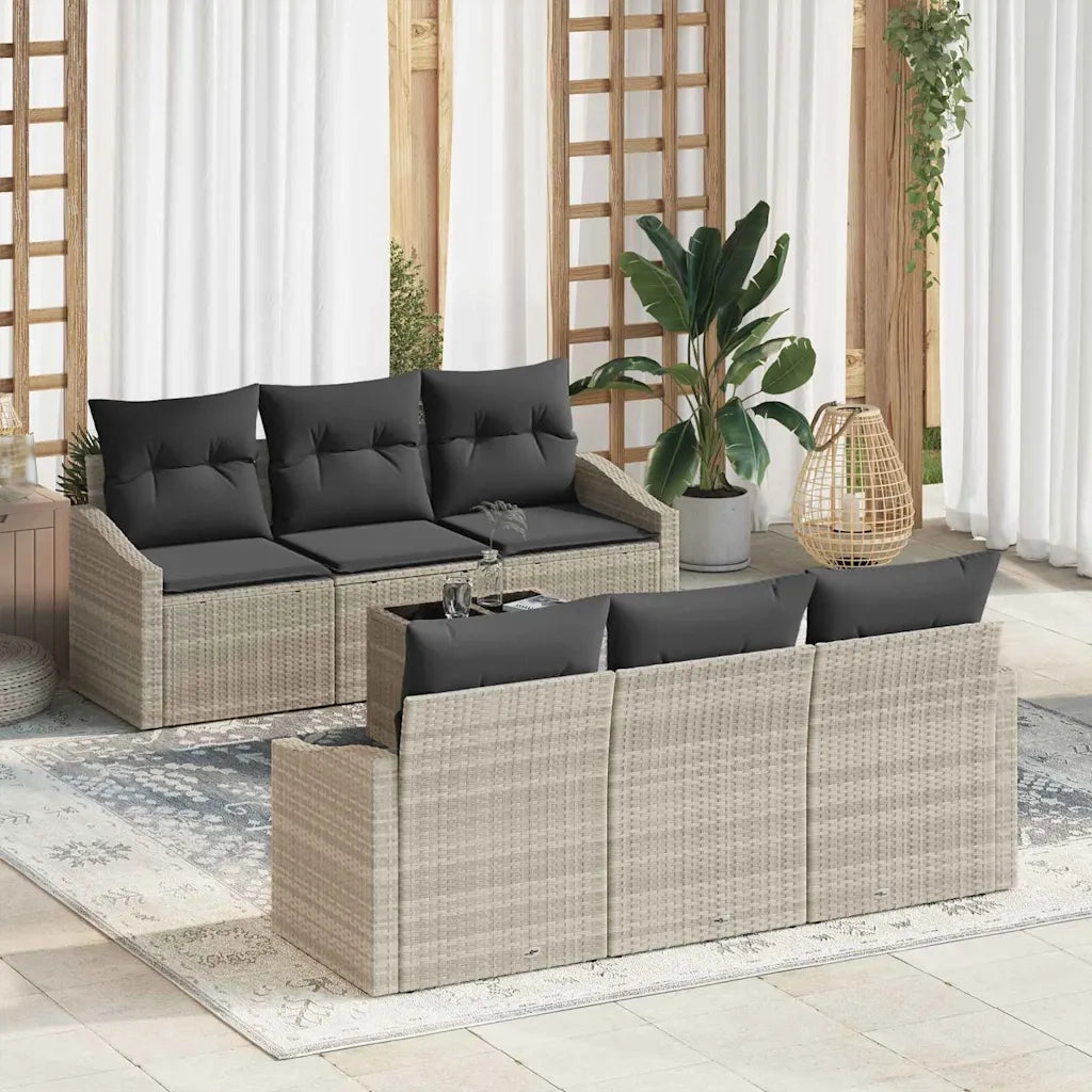 Set di divani con cuscino 7 pcs Grigio chiaro polyrattan 3346612