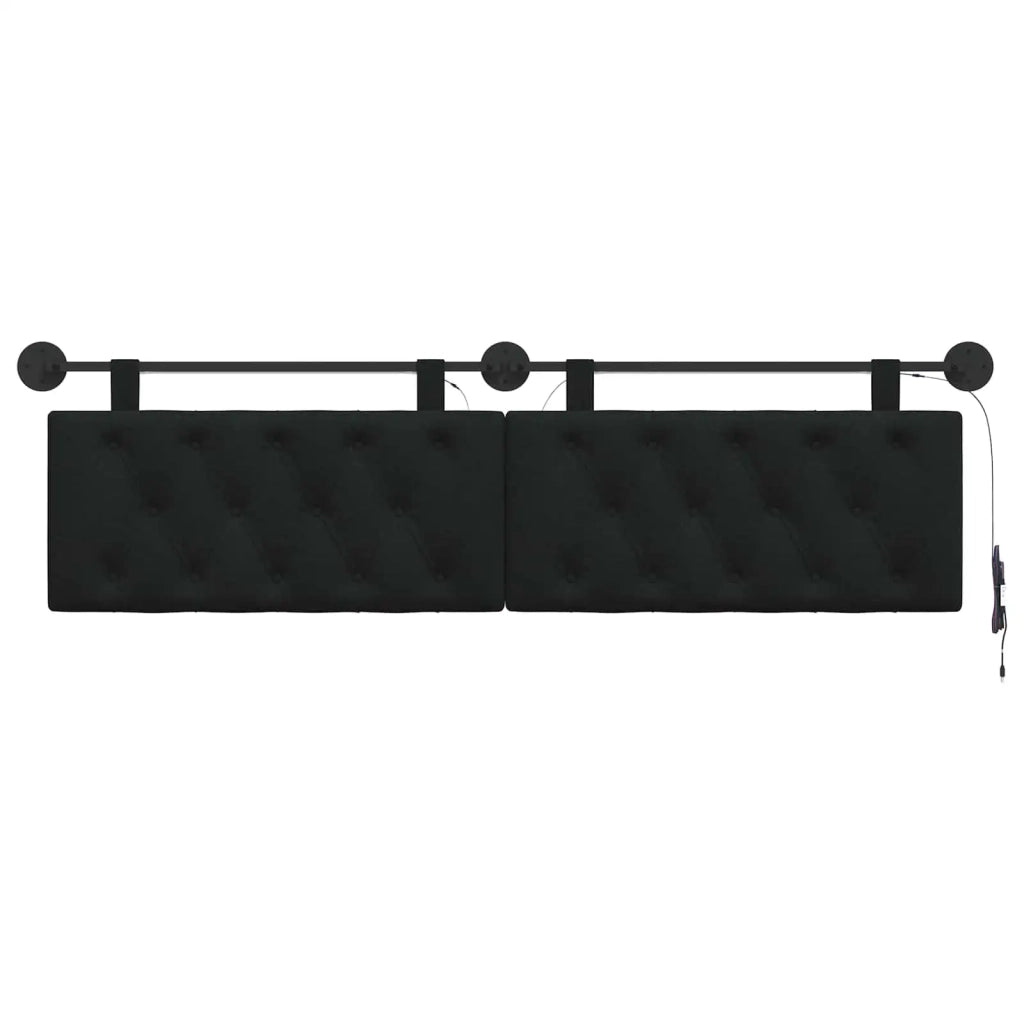 Testiera sospesa Con luce LED Nero Tessuto 3424655