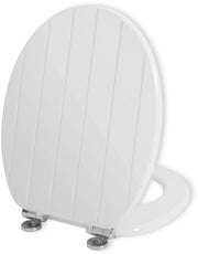 Schiocco Antigraffio con Protezione Antibatterica per WC, Visiera WC in Legno, Past Noi Gli Scivola, Installazione Facile e Pulizia Rapida per Bagno con Chiusura Soft e Serratura Rapida (bianco)