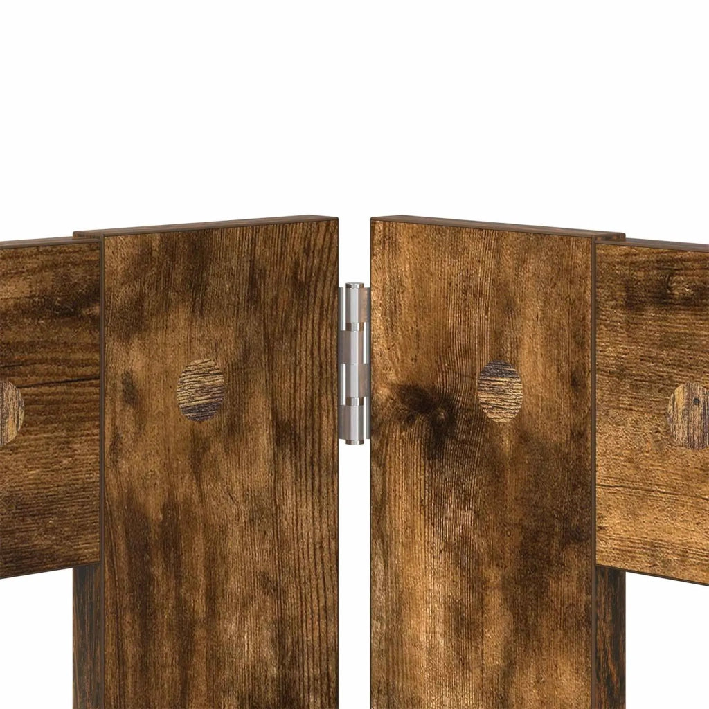 Cancello per cani pieghevole con supporti 8 pz Rovere Fumo 892165
