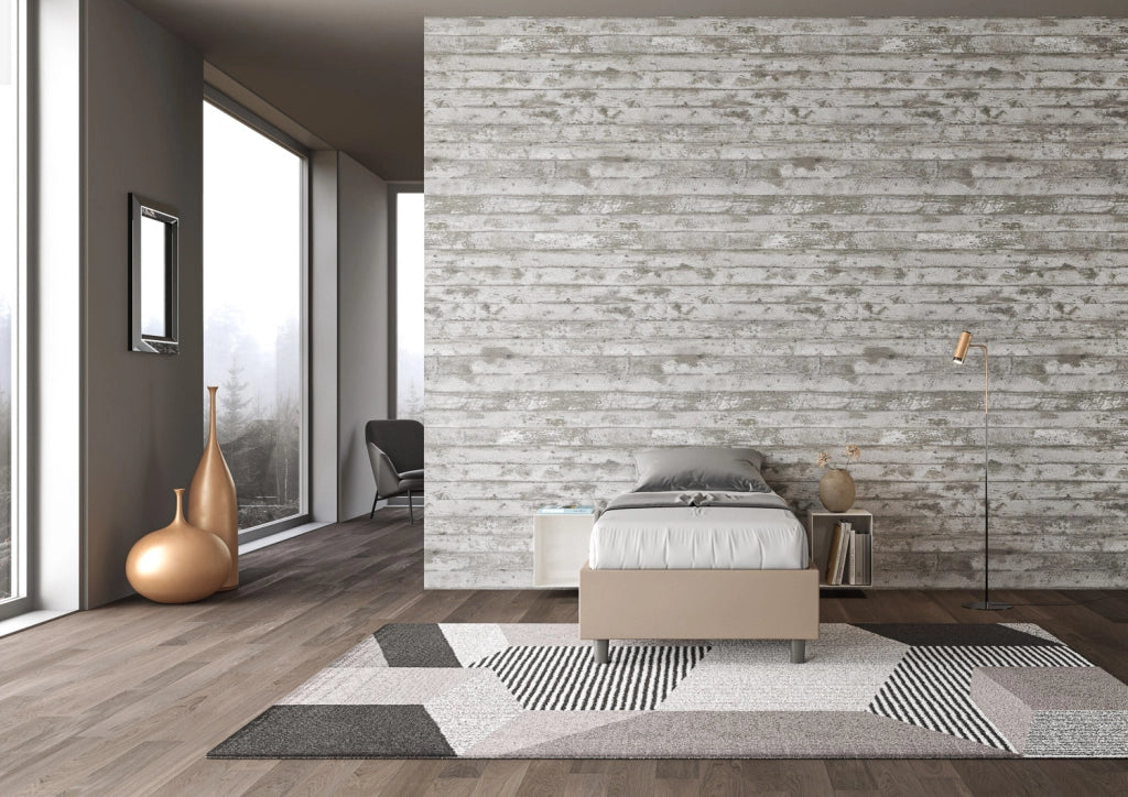 BS COM Letto singolo contenitore imbottito 80x190 similpelle tortora