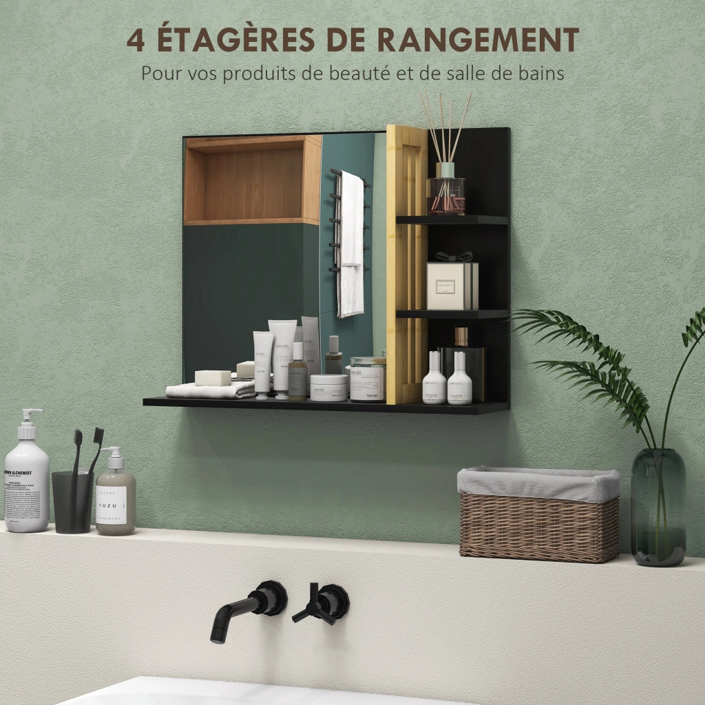 Specchio da bagno con ripiani ¨C Minimal ¨C legno di bamb¨´ 80x30x12