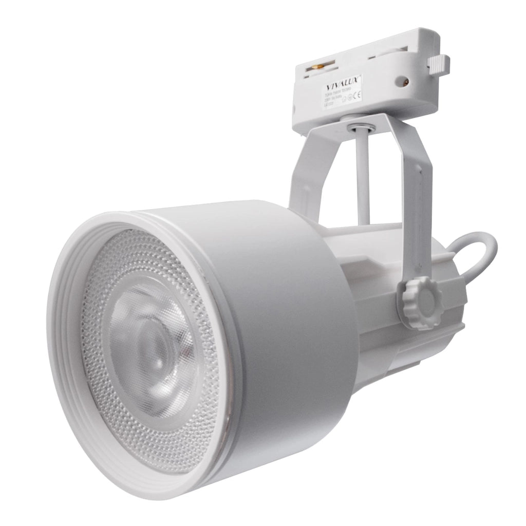 Faretto moderno LED 12W track binario monofase orientabile lampada PAR30 E27 luce spot negozio vetrina 230V BIANCO 6000K