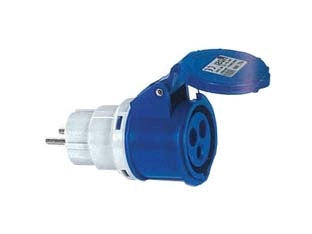ADATTATORE INDUSTRIALE CON SPINA SCHUKO E PRESA CEE IP44  16A colore blu