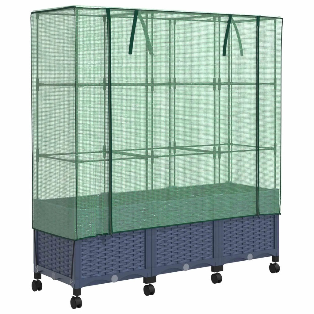Vaso da Giardino con Copertura per Serra e Ruote 3 pz PP 3423068