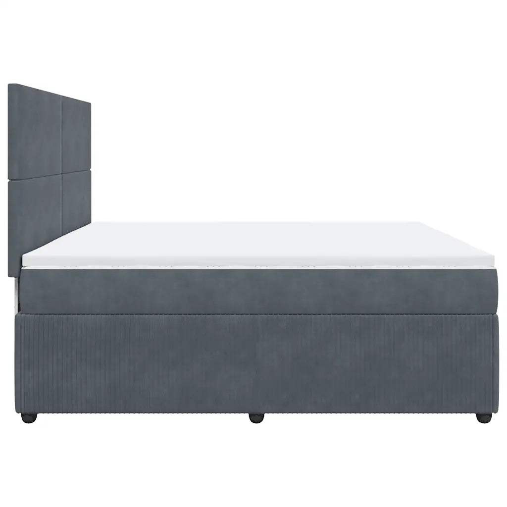 Giroletto a Molle con Materasso Grigio Scuro 200x200 cm Velluto 3292425