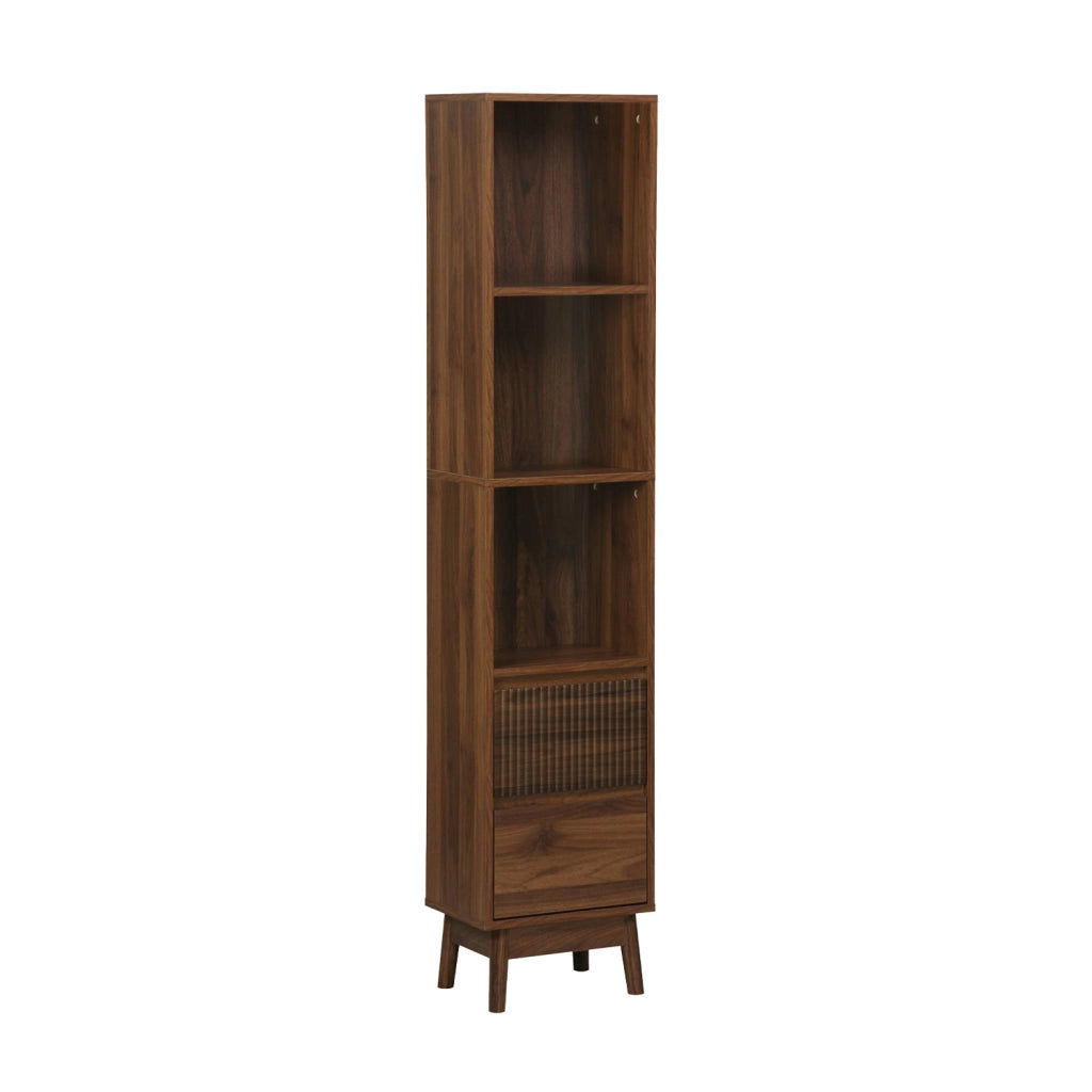Colonna di stoccaggio decorativa in legno con 3 ripiani e 2 cassetti,