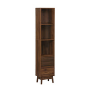 Colonna di stoccaggio decorativa in legno con 3 ripiani e 2 cassetti,