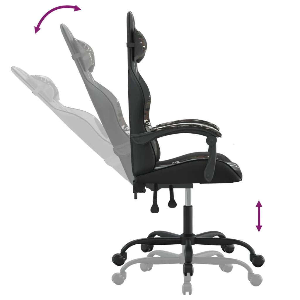Sedia da Gaming Nero e Mimetico in Similpelle 3143829