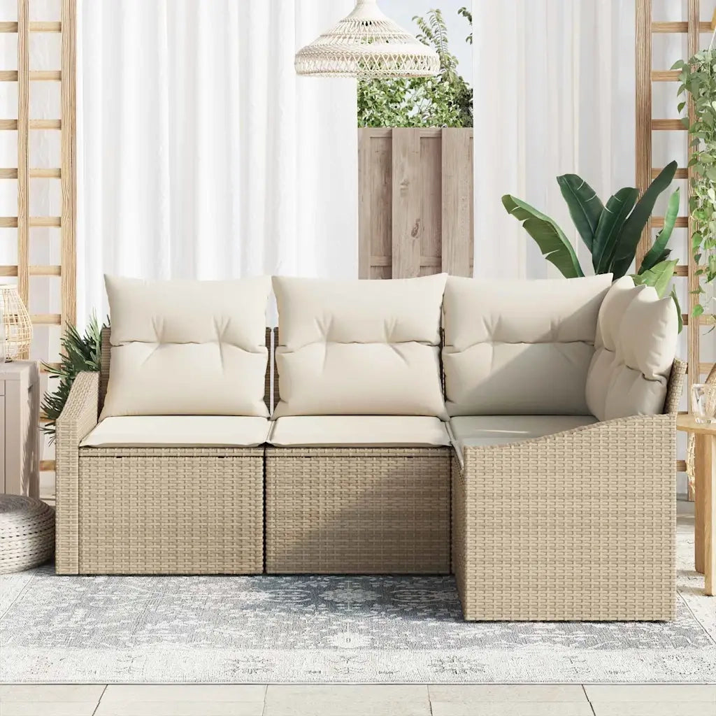 Set di divani con cuscino 4 pcs Beige polyrattan