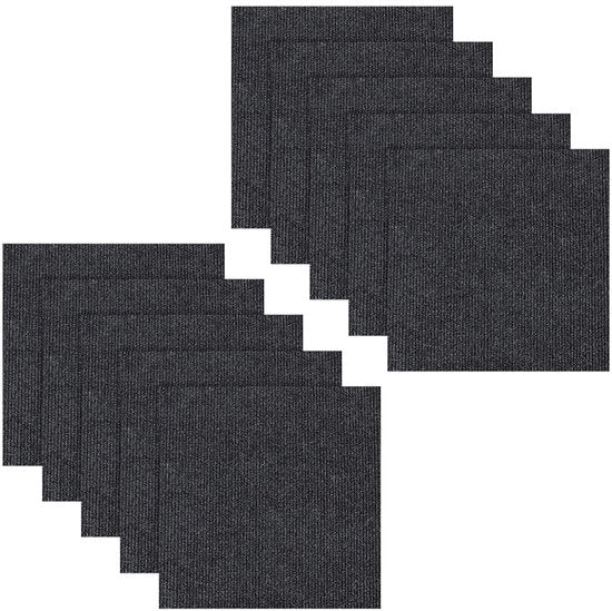 Tegoli per tappeti 10 pezzi - 50 x 50 cm Autoadesivi - Felpa - Antiscivolo - Copertura del pavimento - Fissi