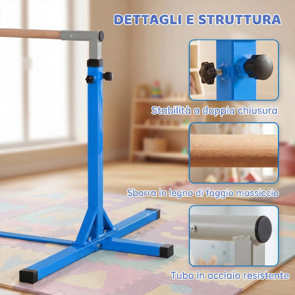 Sbarra Ginnastica Regolabile in Altezza ¨C Xylo ¨C 92-150 cm Blu