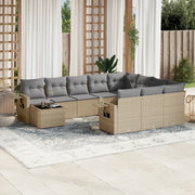 Set Divani da Giardino 11 pz con Cuscini Beige in Polyrattan 3220728