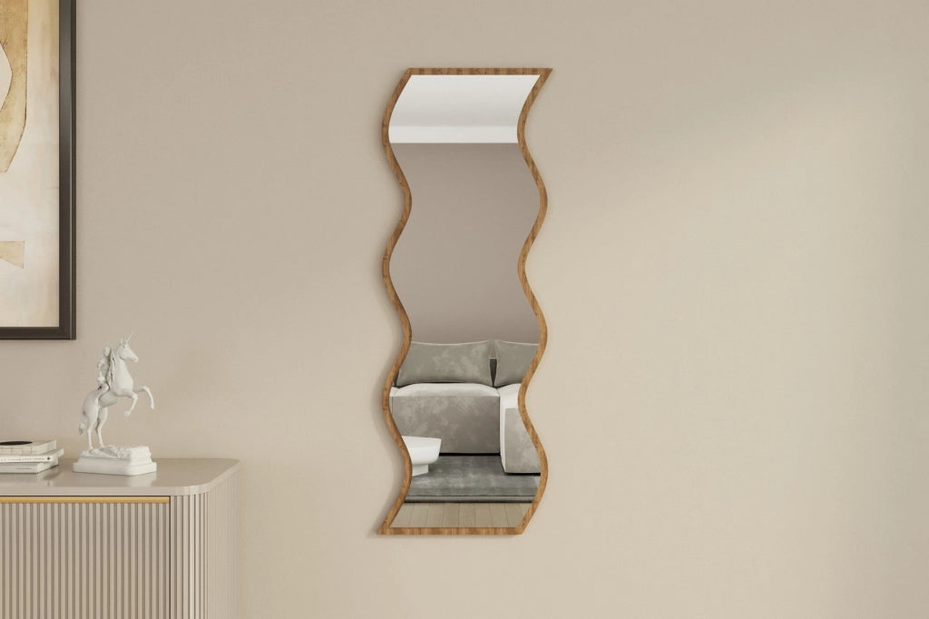 Metonoka, Specchio Forma Rettangolare, 40x120h cm Marrone Noce