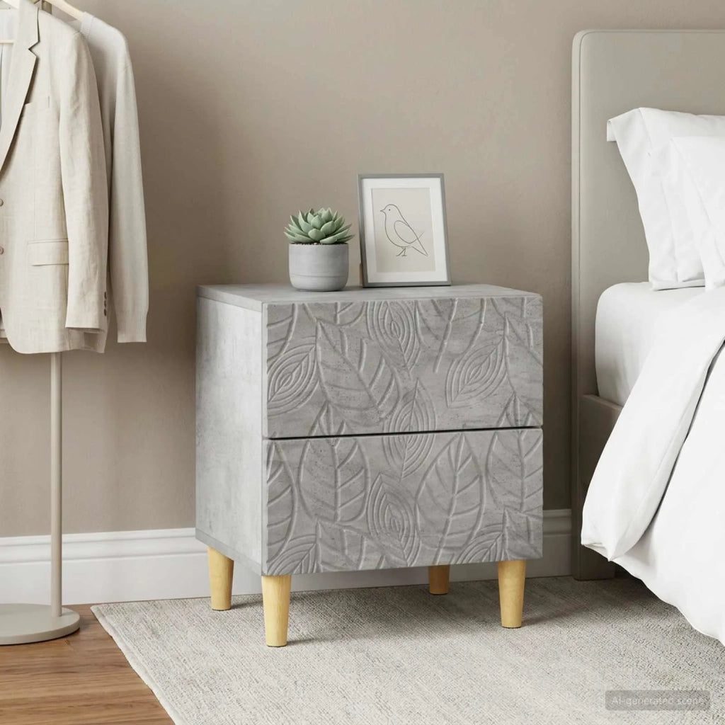 Comodino 2 pcs Grigio Cemento 43 x 34,5 x 48 cm 894992
