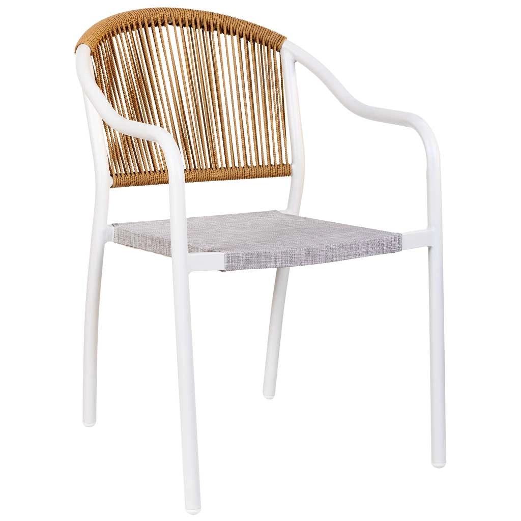 Sedia in rattan sintetico bianco 57x63x80