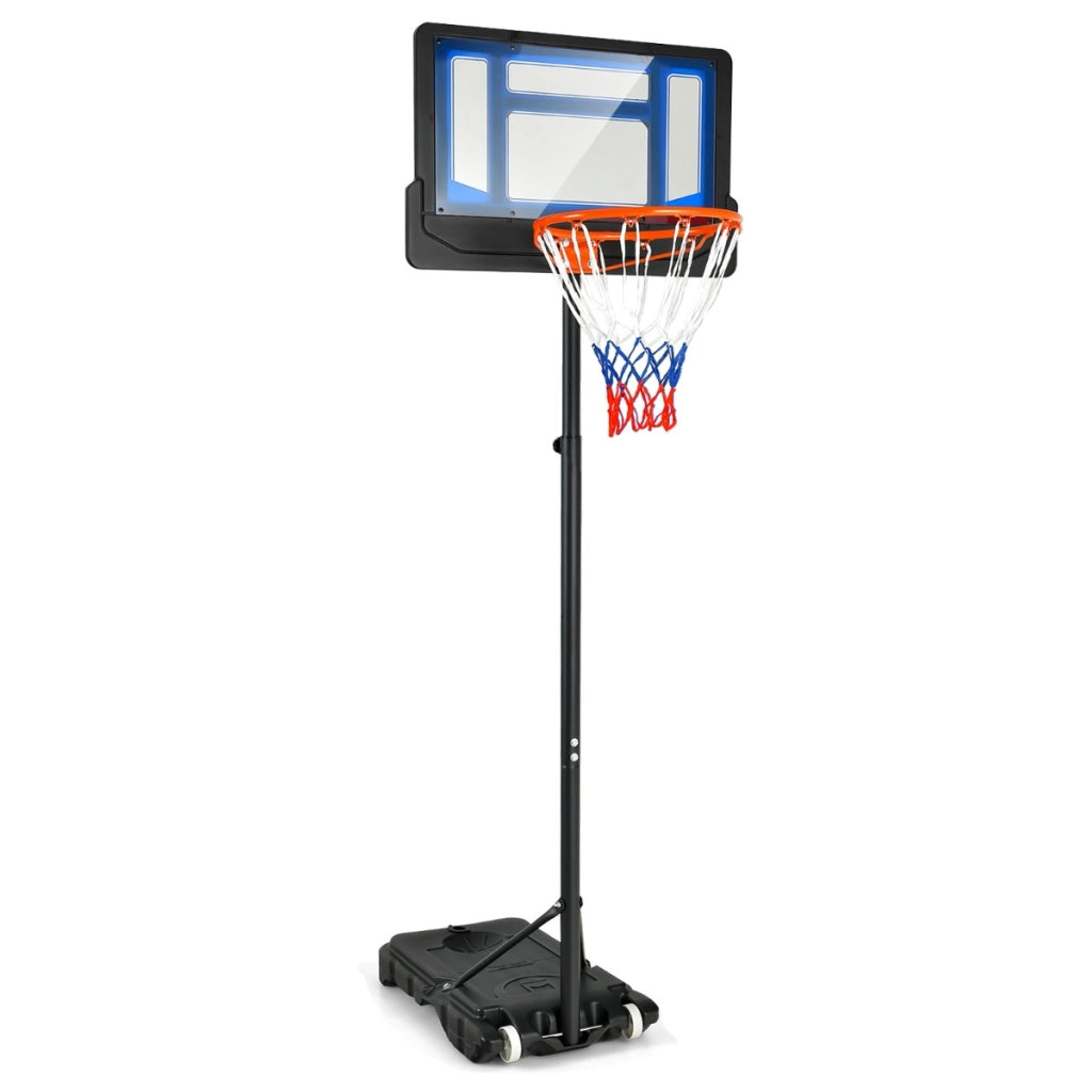 Canestro per bambini regolabile in altezza con incavo per pallone, Canestro basket portatile con ruote Blu-Ricreazione outdoor