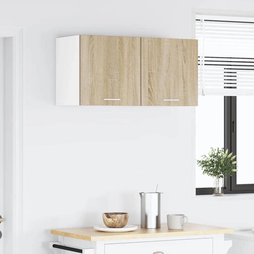 Armadio pensile con porta Riga 2 pcs Quercia Sonoma e Bianca 884135