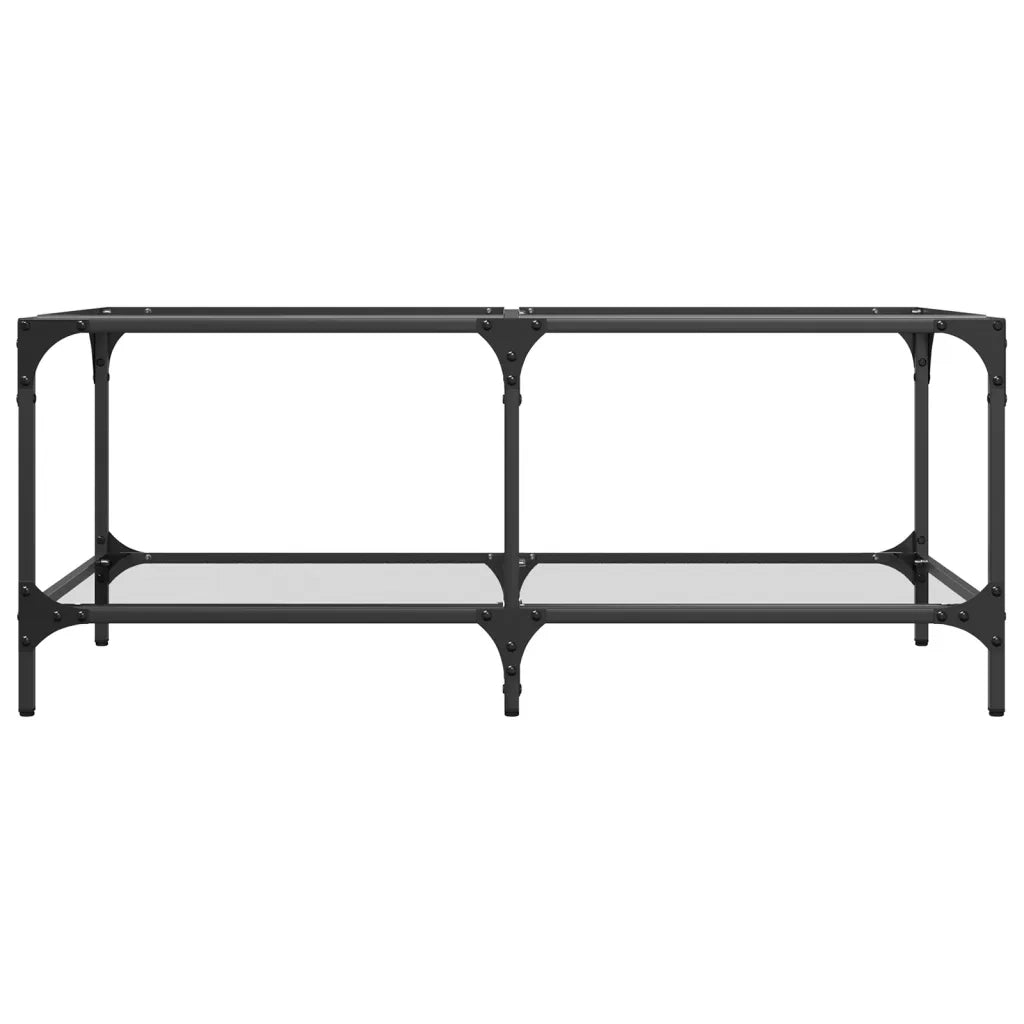 Tavolini con Piano Vetro Trasparente 2 pz 98,5x50x40 cm Acciaio 845980