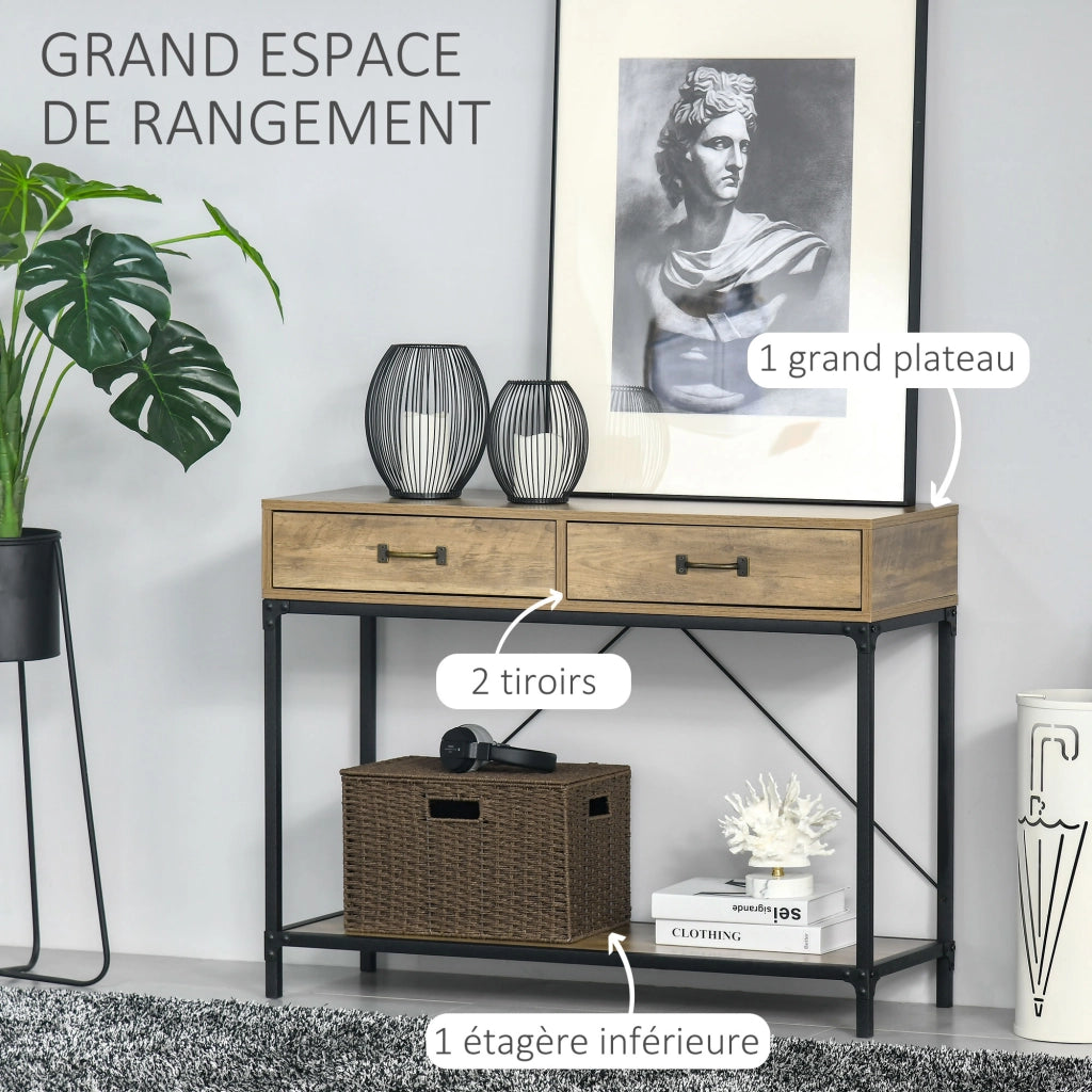 Consolle con 2 cassetti e ripiano ¨C Minimal ¨C Legno 100x35x76 cm